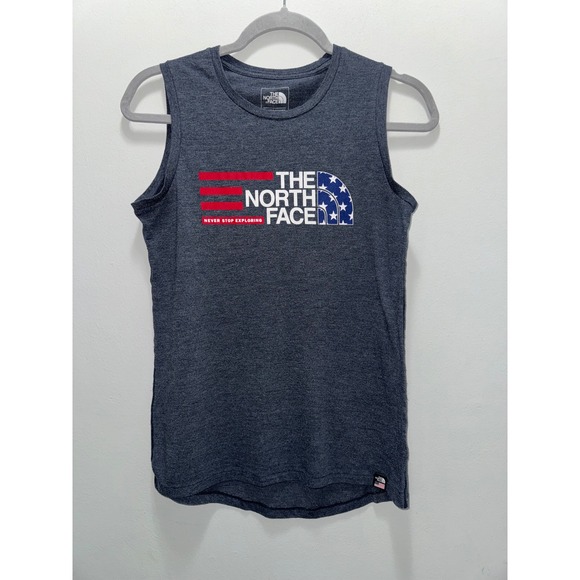 The North Face Tops - The North Face Womens XS Gray Americana Logo Tank Top Sleeveless Graphic Tee